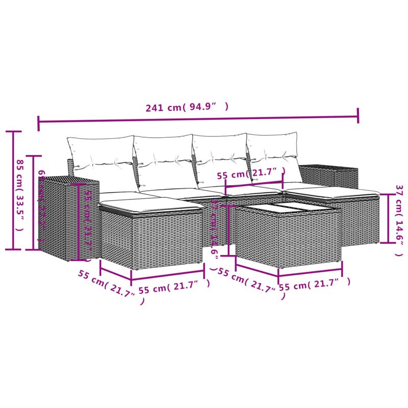 Casa si Gradina - Gradina si terasa - Mobilier exterior - Seturi mobila gradina - Set canapele de gradina cu perne, 7 piese, negru, poliratan - Infinity.ro