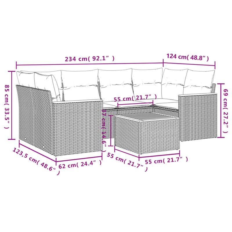 Casa si Gradina - Gradina si terasa - Mobilier exterior - Seturi mobila gradina - Set canapele de gradina, 7 piese, cu perne, gri, poliratan - Infinity.ro