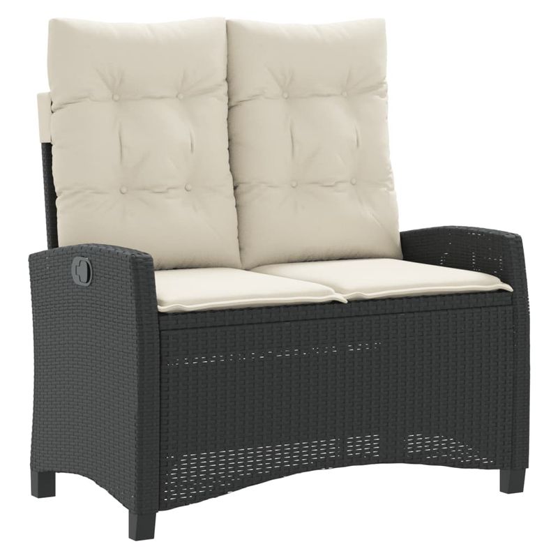 Casa si Gradina - Gradina si terasa - Mobilier exterior - Seturi mobila gradina - Set mobilier de gradina cu perne, 2 piese, negru, poliratan - Infinity.ro