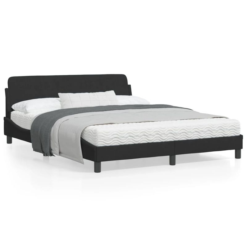 Casa si Gradina - Mobilier - Paturi si accesorii - Paturi - Cadru de pat cu tablie, negru, 160x200 cm, catifea - Infinity.ro