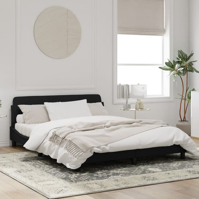 Casa si Gradina - Mobilier - Paturi si accesorii - Paturi - Cadru de pat cu tablie, negru, 160x200 cm, catifea - Infinity.ro