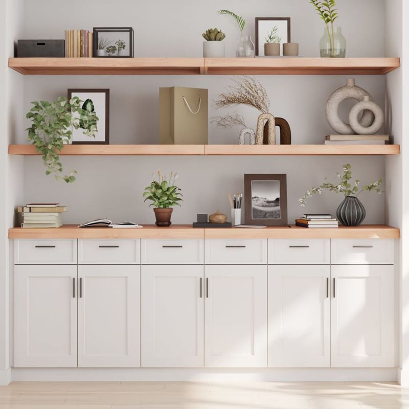 Casa si Gradina - Mobilier - Biblioteci si rafturi - Rafturi - Polita de perete, 220x60x(2-6)cm, lemn masiv de stejar netratat - Infinity.ro