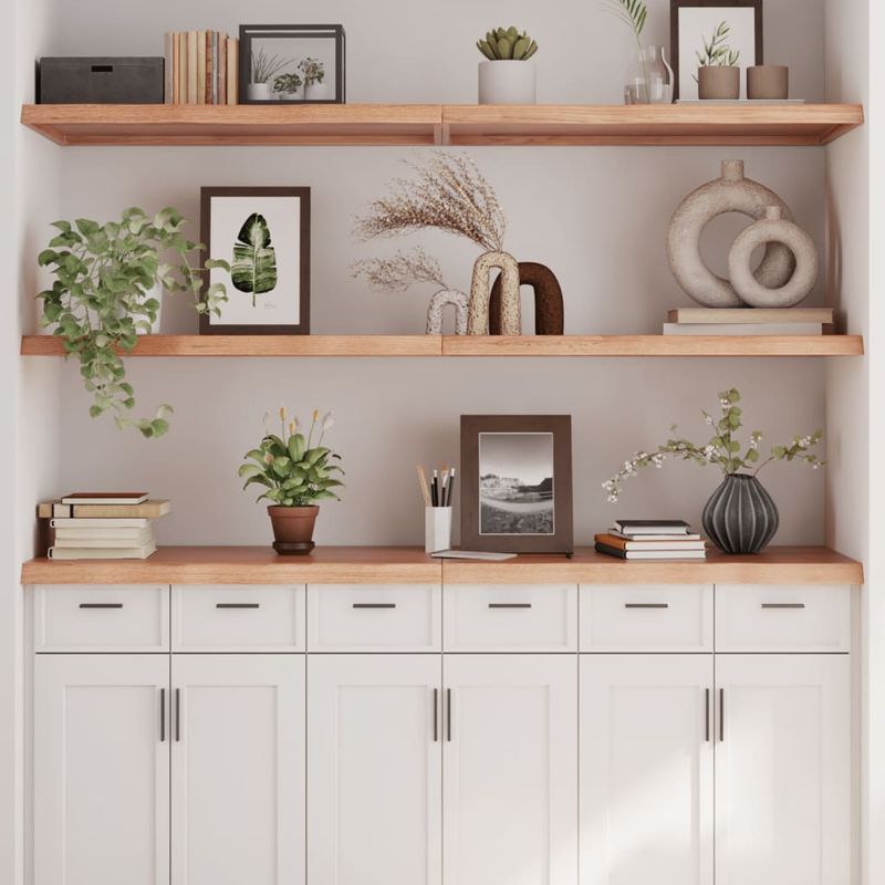 Casa si Gradina - Mobilier - Biblioteci si rafturi - Rafturi - Raft de perete maro deschis 180x50x(2-4) cm lemn stejar tratat - Infinity.ro