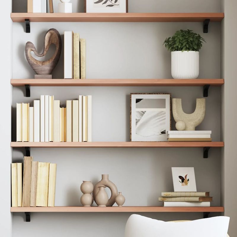 Casa si Gradina - Mobilier - Biblioteci si rafturi - Rafturi - Polita perete maro deschis 80x20x2 cm lemn masiv stejar tratat - Infinity.ro