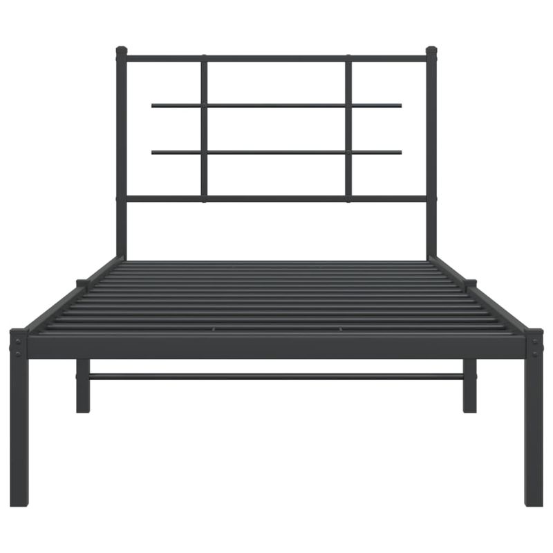 Casa si Gradina - Mobilier - Paturi si accesorii - Paturi - Cadru pat metalic cu tablie, negru, 90x200 cm - Infinity.ro
