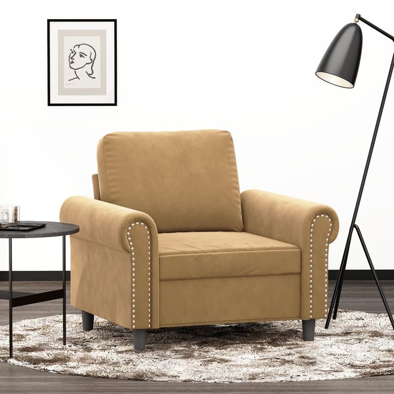 Casa si Gradina - Mobilier - Scaune si fotolii - Fotolii - Fotoliu canapea, Maro, 60 cm, catifea - Infinity.ro