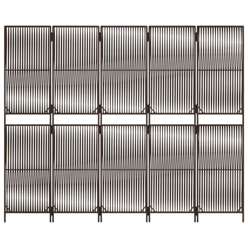 Casa si Gradina - Decoratiuni - Pereti despartitori si paravane - Separator de camera cu 5 panouri, maro, poliratan, model țesătură cu linii, mărime 245x200 cm - Infinity.ro