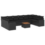 Casa si Gradina - Gradina si terasa - Mobilier exterior - Canapele si fotolii gradina - Set canapele de gradina cu perne, 11 piese, negru, poliratan - Infinity.ro