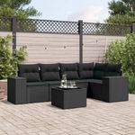 Casa si Gradina - Gradina si terasa - Mobilier exterior - Canapele si fotolii gradina - Set mobilier de gradina cu perne, 6 piese, negru, poliratan - Infinity.ro