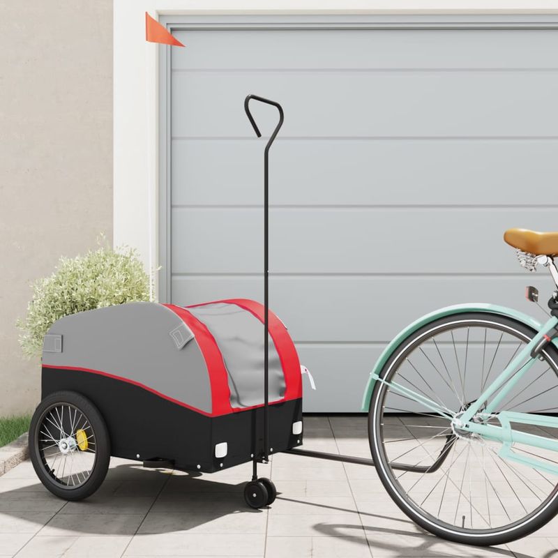 Sport si Outdoor - Ciclism - Accesorii pentru biciclete - Remorci biciclete - Remorca pentru biciclete, negru și rosu, 45 kg, fier, mărime 63x126x63 cm - Infinity.ro