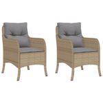 Casa si Gradina - Gradina si terasa - Mobilier exterior - Scaune si sezlonguri gradina - Fotolii de gradina cu perne, 2 buc., bej combinat, poliratan, model țesătură plină - Infinity.ro