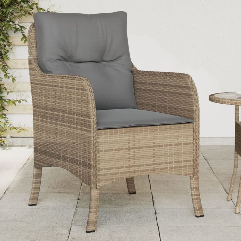 Casa si Gradina - Gradina si terasa - Mobilier exterior - Scaune si sezlonguri gradina - Fotolii de gradina cu perne, 2 buc., bej combinat, poliratan, model țesătură plină - Infinity.ro