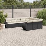 Casa si Gradina - Gradina si terasa - Mobilier exterior - Canapele si fotolii gradina - Set canapele de gradina cu perne, 10 piese, negru, poliratan - Infinity.ro