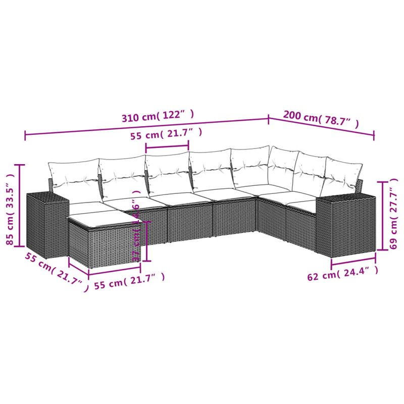 Casa si Gradina - Gradina si terasa - Mobilier exterior - Seturi mobila gradina - Set canapele de gradina, 8 piese, cu perne, bej, poliratan - Infinity.ro