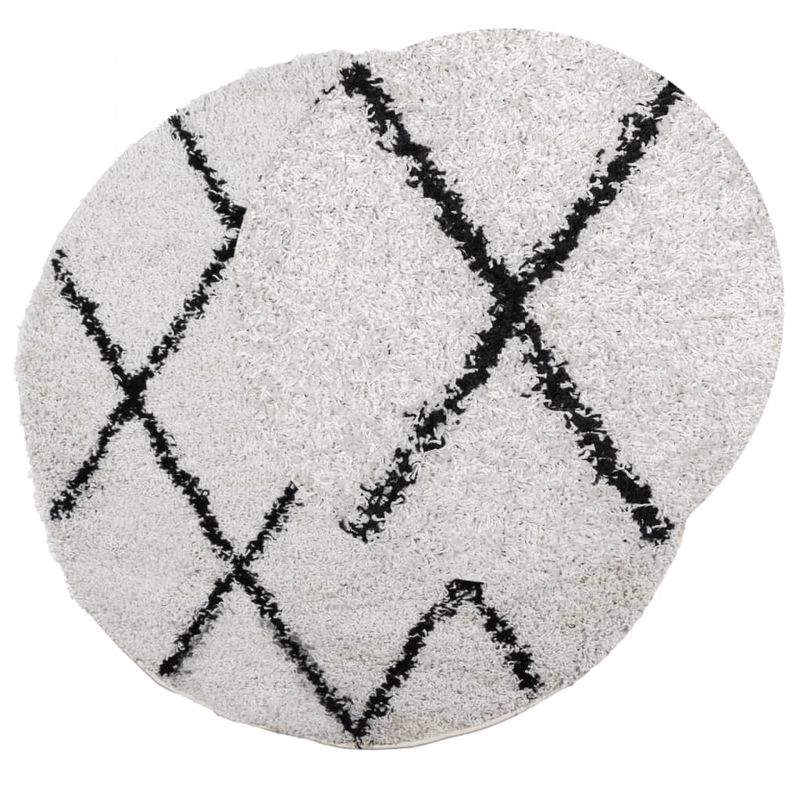 Casa si Gradina - Textile si covoare - Covoare - Covoare casa - Covor pufos modern, fir lung, crem si negru, Ø 280 cm - Infinity.ro