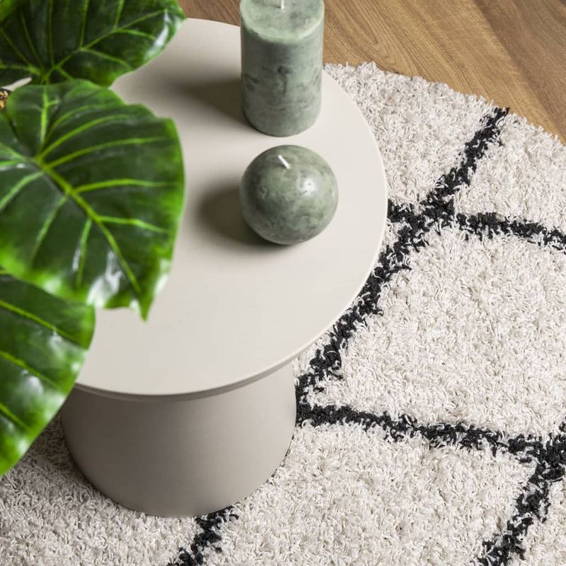 Casa si Gradina - Textile si covoare - Covoare - Covoare casa - Covor pufos modern, fir lung, crem si negru, Ø 280 cm - Infinity.ro