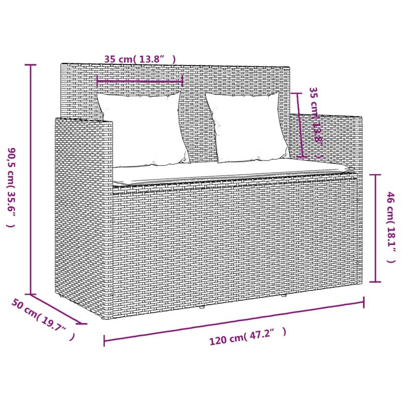 Casa si Gradina - Gradina si terasa - Mobilier exterior - Bancute de gradina - Banca de gradina cu perna, maro, poliratan - Infinity.ro