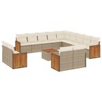 Casa si Gradina - Gradina si terasa - Mobilier exterior - Seturi mobila gradina - Set canapele de gradina, 14 piese, cu perne, bej, poliratan - Infinity.ro
