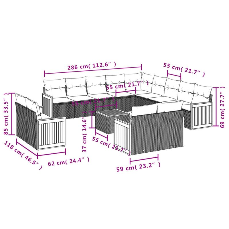 Casa si Gradina - Gradina si terasa - Mobilier exterior - Seturi mobila gradina - Set canapele de gradina, 14 piese, cu perne, bej, poliratan - Infinity.ro