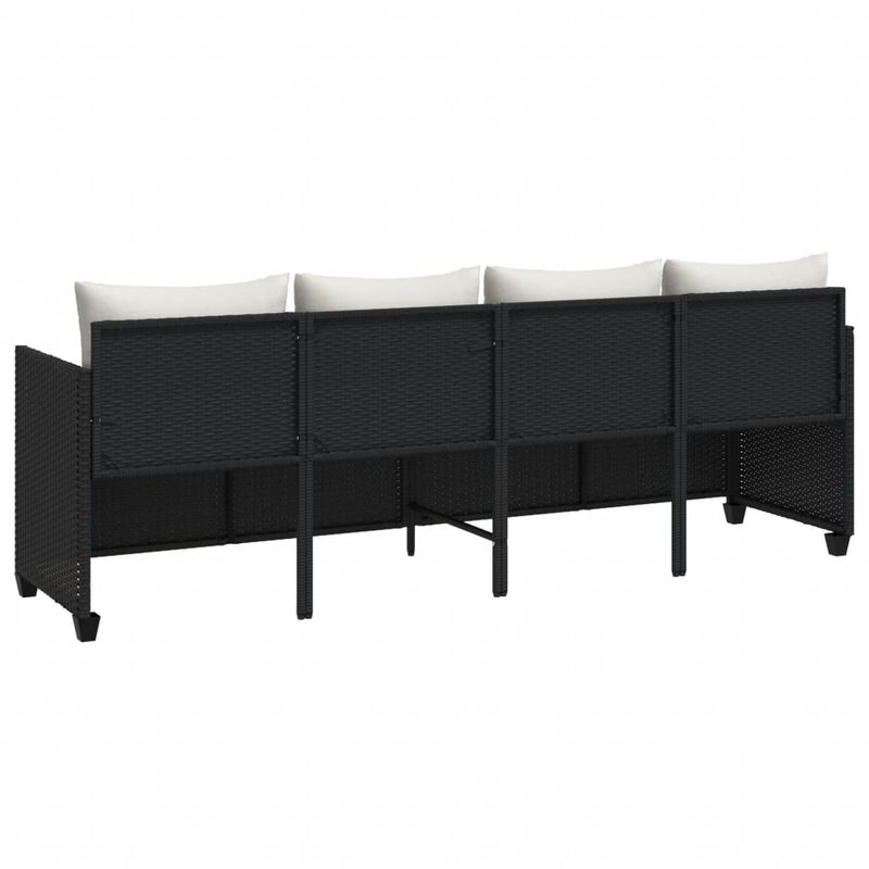 Casa si Gradina - Gradina si terasa - Mobilier exterior - Scaune si sezlonguri gradina - Sezlong cu perne, negru, poliratan - Infinity.ro