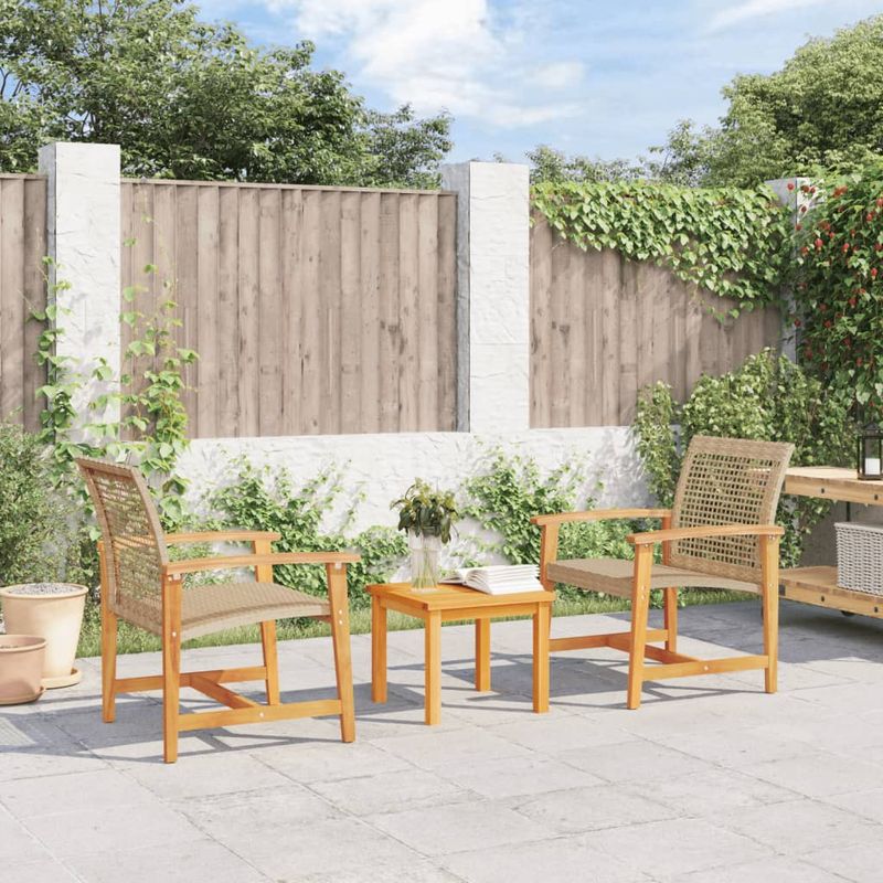 Casa si Gradina - Gradina si terasa - Mobilier exterior - Seturi mobila gradina - Set mobilier bistro, 3 piese, poliratan bej/lemn de acacia - Infinity.ro