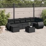 Casa si Gradina - Gradina si terasa - Mobilier exterior - Canapele si fotolii gradina - Set mobilier de gradina cu perne, 8 piese, negru, poliratan - Infinity.ro