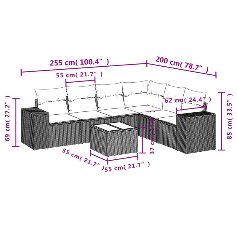 Casa si Gradina - Gradina si terasa - Mobilier exterior - Seturi mobila gradina - Set canapele de gradina, 7 piese, cu perne, bej, poliratan - Infinity.ro