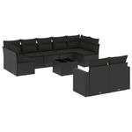 Casa si Gradina - Gradina si terasa - Mobilier exterior - Canapele si fotolii gradina - Set canapele de gradina cu perne, 10 piese, negru, poliratan - Infinity.ro