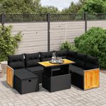 Casa si Gradina - Gradina si terasa - Mobilier exterior - Seturi mobila gradina - Set mobilier de gradina cu perne, 8 piese, negru, poliratan - Infinity.ro