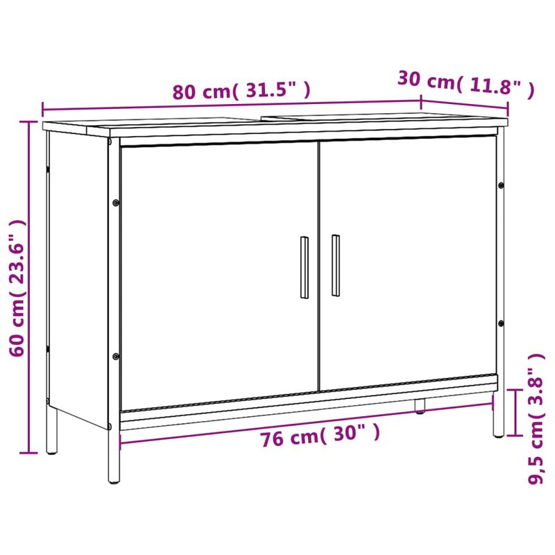 Casa si Gradina - Mobilier - Mobilier baie - Comode baie - Comoda chiuveta baie, stejar sonoma, 80x30x60 cm, lemn prelucrat - Infinity.ro