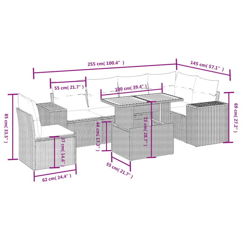 Casa si Gradina - Gradina si terasa - Mobilier exterior - Seturi mobila gradina - Set canapele de gradina cu perne, 7 piese, negru, poliratan - Infinity.ro