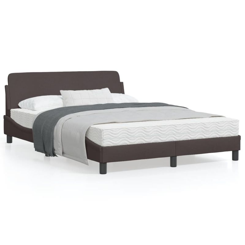 Casa si Gradina - Mobilier - Paturi si accesorii - Paturi - Cadru de pat cu tablie, maro inchis, 140x190 cm, textil - Infinity.ro