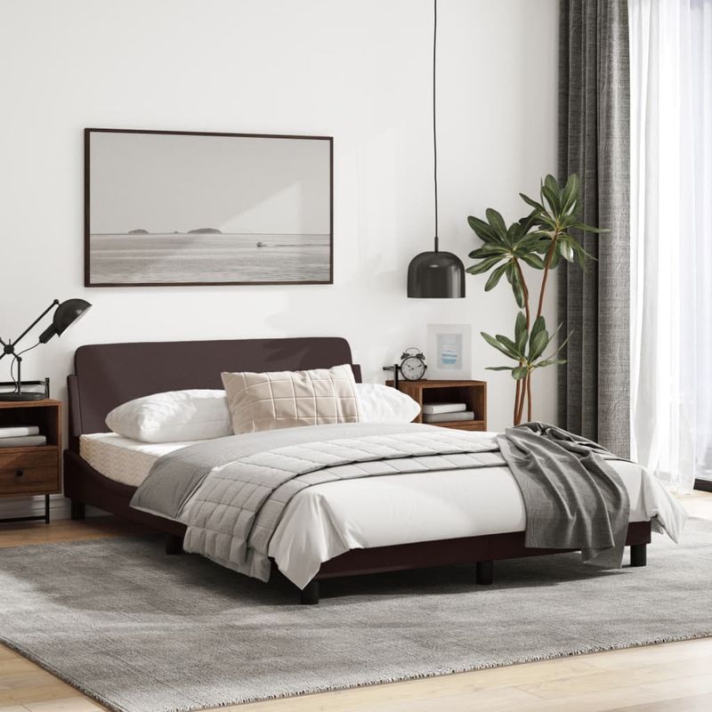 Casa si Gradina - Mobilier - Paturi si accesorii - Paturi - Cadru de pat cu tablie, maro inchis, 140x190 cm, textil - Infinity.ro