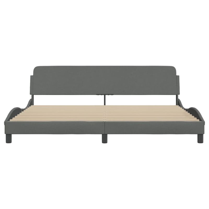 Casa si Gradina - Mobilier - Paturi si accesorii - Paturi - Cadru de pat cu tablie, gri inchis, 200x200 cm, textil - Infinity.ro