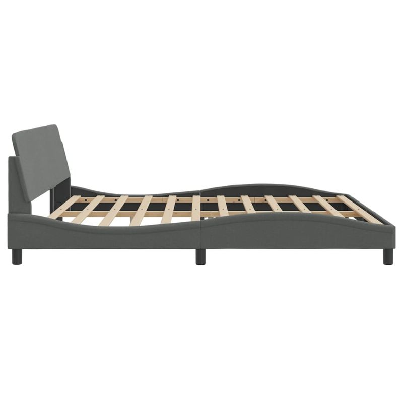 Casa si Gradina - Mobilier - Paturi si accesorii - Paturi - Cadru de pat cu tablie, gri inchis, 200x200 cm, textil - Infinity.ro