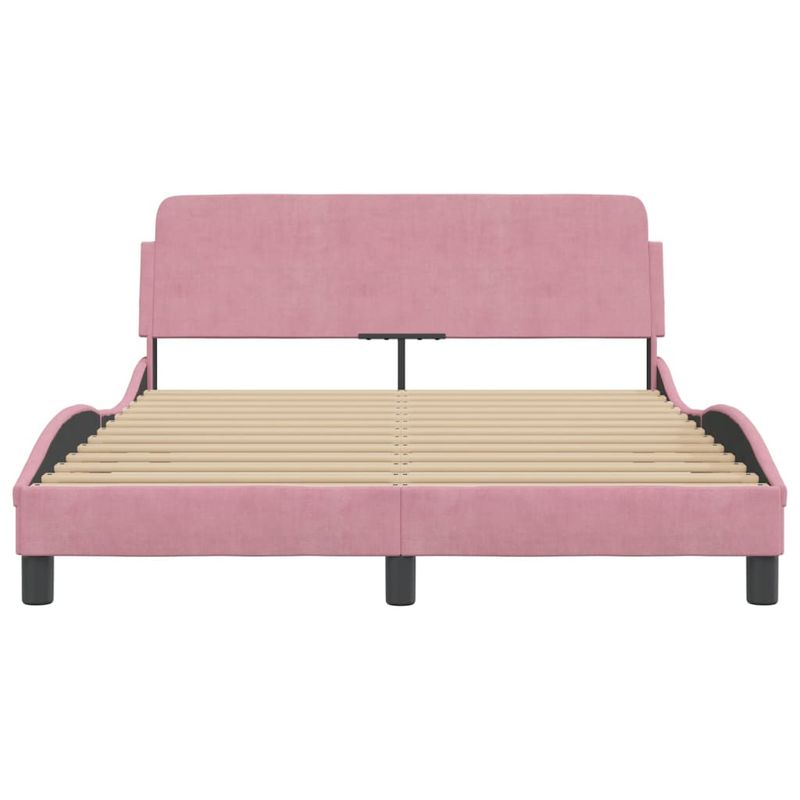 Casa si Gradina - Mobilier - Paturi si accesorii - Paturi - Cadru de pat cu tablie, roz, 140x190 cm, catifea - Infinity.ro