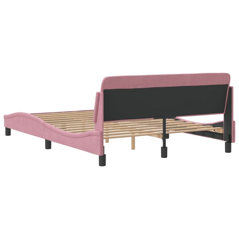 Casa si Gradina - Mobilier - Paturi si accesorii - Paturi - Cadru de pat cu tablie, roz, 140x190 cm, catifea - Infinity.ro