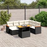 Casa si Gradina - Gradina si terasa - Mobilier exterior - Seturi mobila gradina - Set mobilier de gradina cu perne, 8 piese, negru, poliratan - Infinity.ro