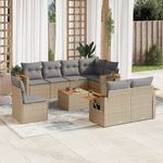 Casa si Gradina - Gradina si terasa - Mobilier exterior - Seturi mobila gradina - Set canapele de gradina, 9 piese, cu perne, bej, poliratan - Infinity.ro