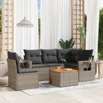 Casa si Gradina - Gradina si terasa - Mobilier exterior - Canapele si fotolii gradina - Set mobilier gradina cu perne, 6 piese, gri, poliratan - Infinity.ro