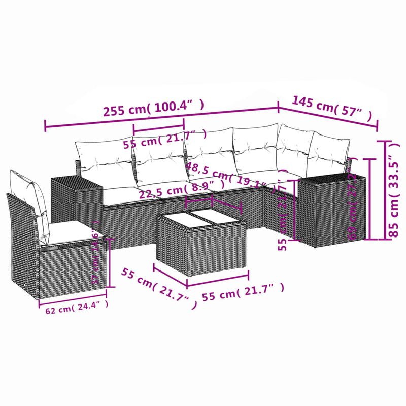 Casa si Gradina - Gradina si terasa - Mobilier exterior - Seturi mobila gradina - Set canapele de gradina, 7 piese, cu perne, bej, poliratan - Infinity.ro