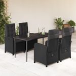 Casa si Gradina - Gradina si terasa - Mobilier exterior - Seturi mobila gradina - Set mobilier de gradina cu perne, 5 piese, negru, poliratan - Infinity.ro