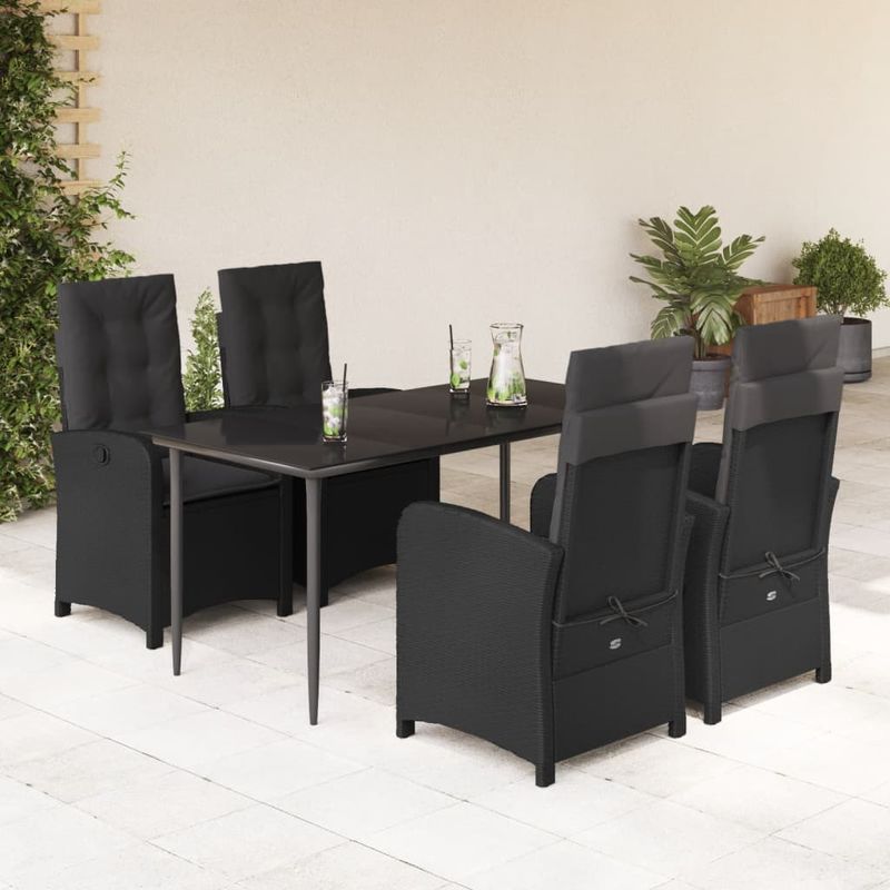 Casa si Gradina - Gradina si terasa - Mobilier exterior - Seturi mobila gradina - Set mobilier de gradina cu perne, 5 piese, negru, poliratan - Infinity.ro