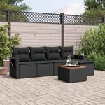 Casa si Gradina - Gradina si terasa - Mobilier exterior - Canapele si fotolii gradina - Set mobilier de gradina cu perne, 6 piese, negru, poliratan - Infinity.ro
