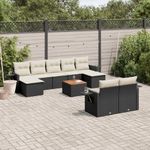 Casa si Gradina - Gradina si terasa - Mobilier exterior - Canapele si fotolii gradina - Set canapele de gradina cu perne, 10 piese, negru, poliratan - Infinity.ro