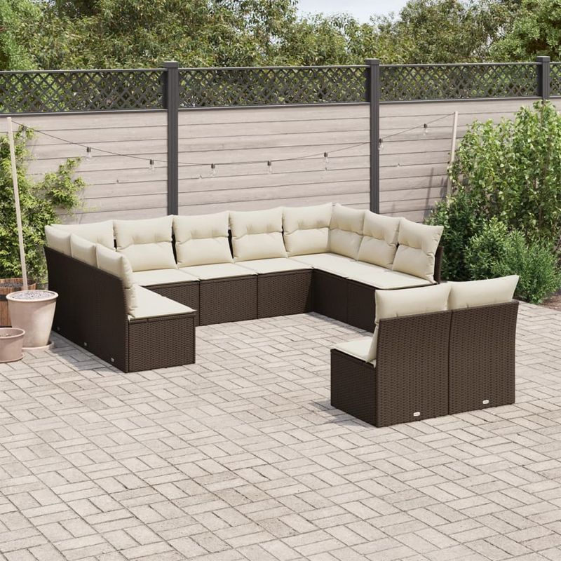 Casa si Gradina - Gradina si terasa - Mobilier exterior - Seturi mobila gradina - Set canapele de gradina cu perne, 11 piese, maro, poliratan - Infinity.ro