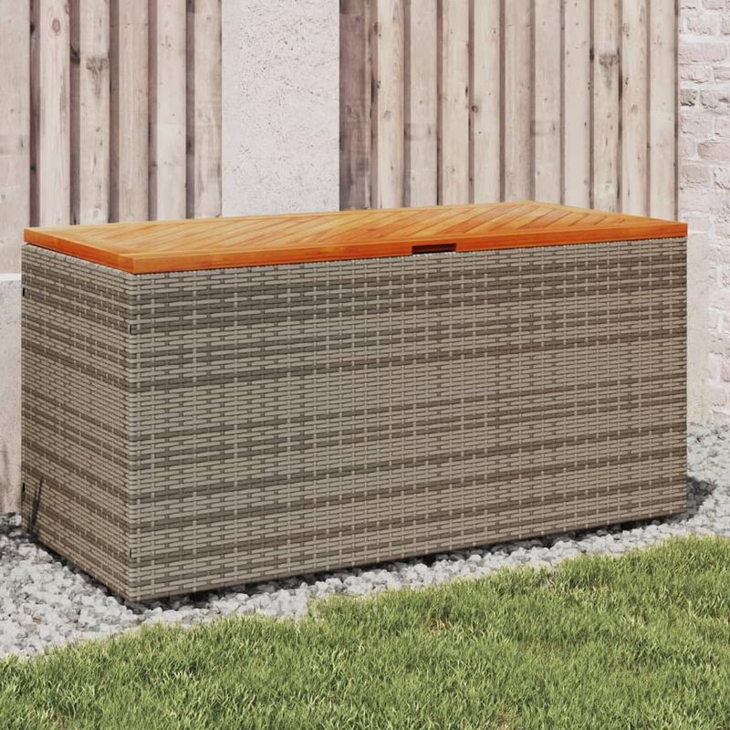 Casa si Gradina - Gradina si terasa - Mobilier exterior - Dulapuri si lazi depozitare exterior - Lada depozitare gradina gri 110x50x54 cm lemn acacia poliratan - Infinity.ro