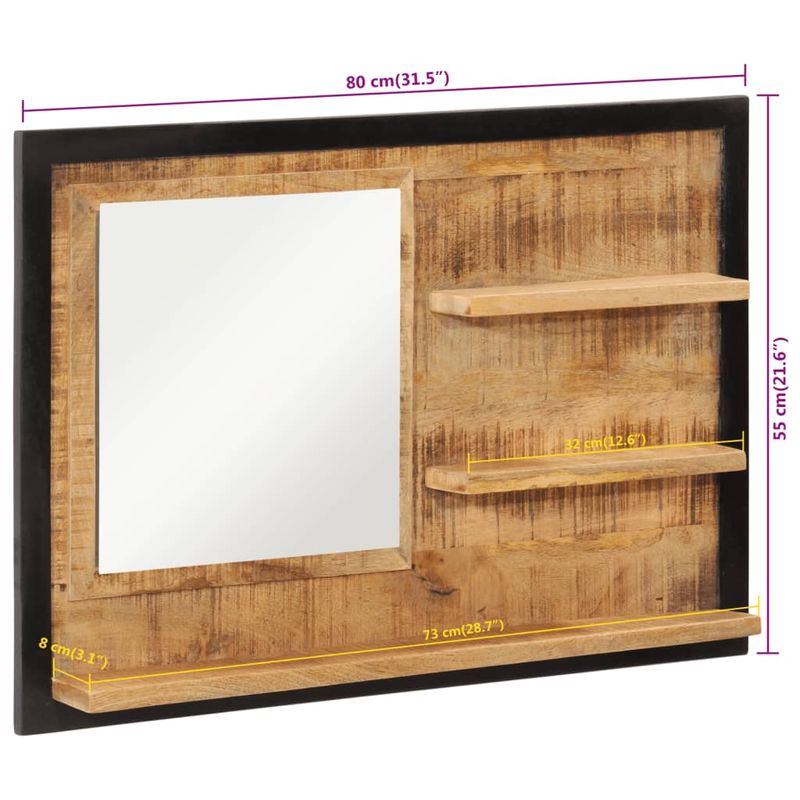 Casa si Gradina - Decoratiuni - Oglinzi - Oglinda cu rafturi 80x8x55 cm sticla si lemn masiv de mango - Infinity.ro