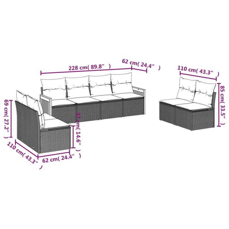Casa si Gradina - Gradina si terasa - Mobilier exterior - Seturi mobila gradina - Set canapele de gradina, 8 piese, cu perne, bej, poliratan - Infinity.ro