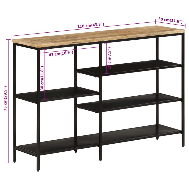 Casa si Gradina - Mobilier - Comode si corpuri - Console - Masa consola, 110x30x75 cm, lemn masiv de mango nefinisat/fier - Infinity.ro